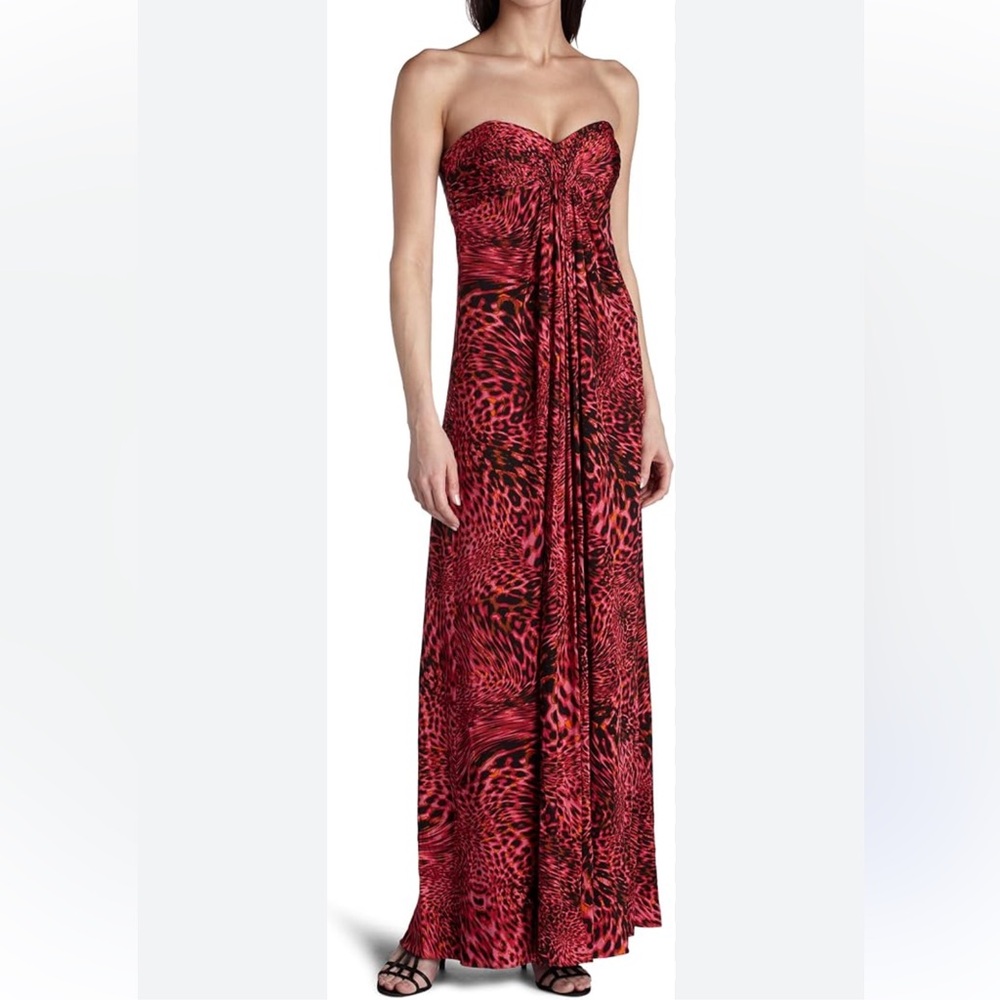 Laundry By Shelli Segal Crazy Cat Print Strapless Maxi Dress